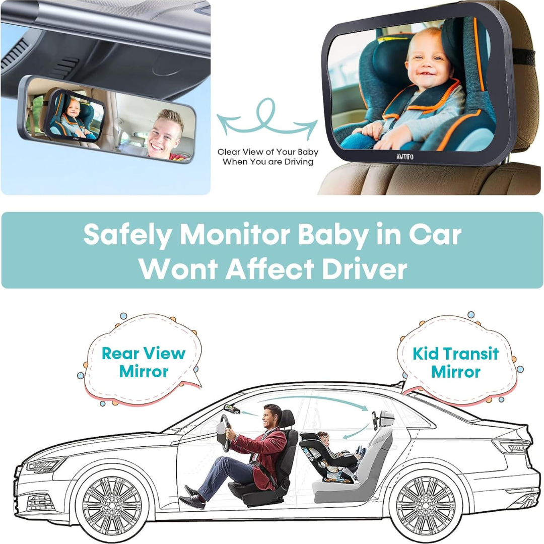 Hommyx Premium Backseat Baby Car Mirror (Bundle)