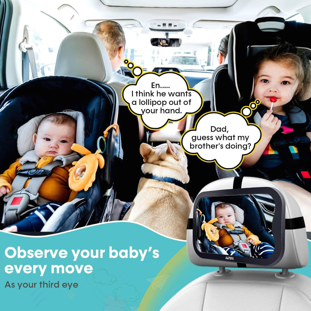 Hommyx Premium Backseat Baby Car Mirror with Rattle Toy