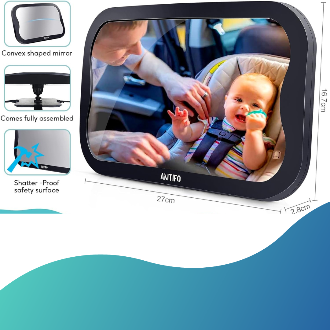 Hommyx Premium Backseat Baby Car Mirror with Rattle Toy