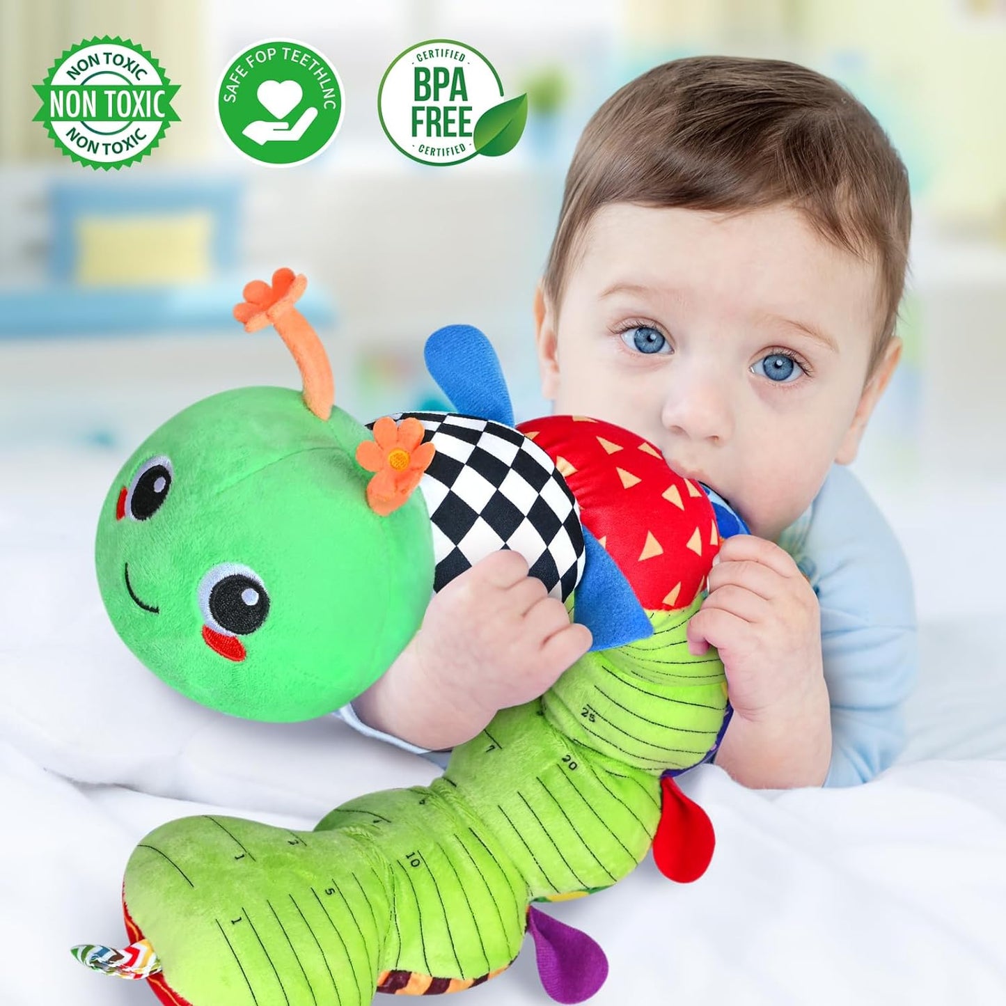 Hommyx Musical Sensory Caterpillar Toy for Babies (Green)