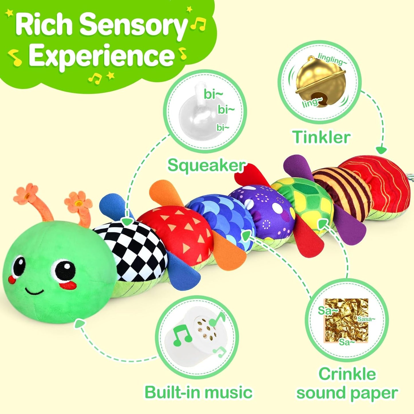 Hommyx Musical Sensory Chameleo Toy for Babies