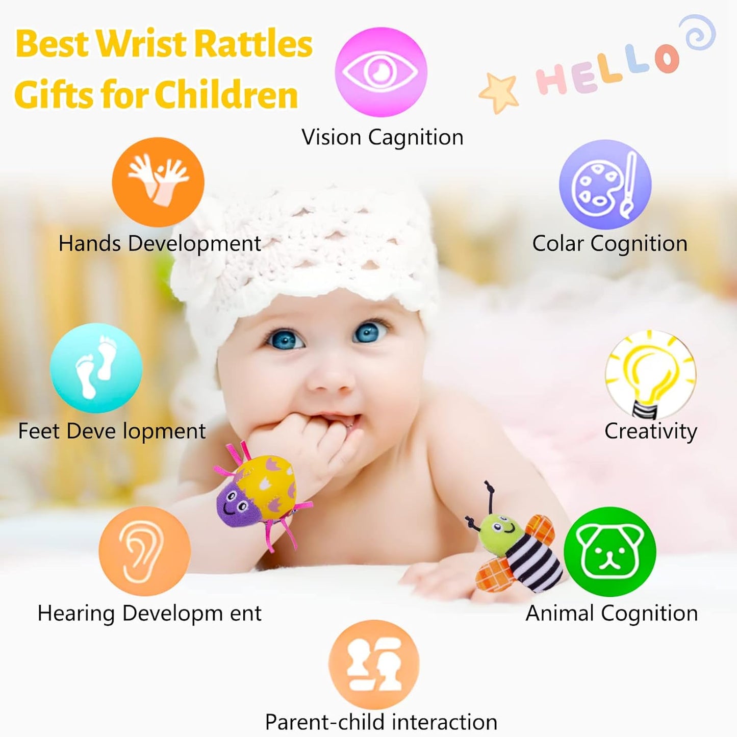 Hommyx Sensory Rattle Socks and Bracelets Set for Babies