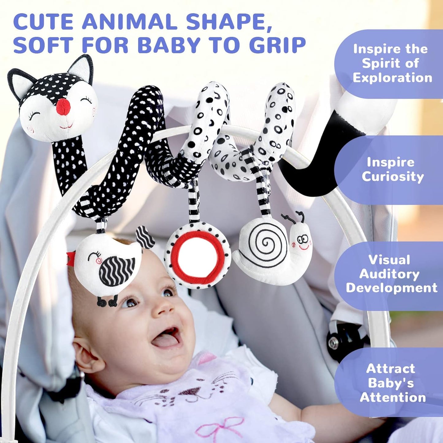 Hommyx Spiral Caterpillar Fox Toy for Baby Gear