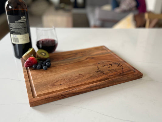 Laser engraved cutting board