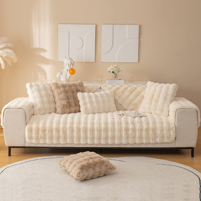 CozyFit - Premium Rabbit Plush Sofa Cover